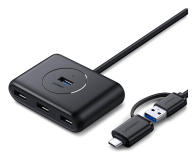 UGREEN HUB USB 3.0 + USB-C 3.1 4-portowy OTG 	CR113 czarny - 1488928 - zdjęcie 1
